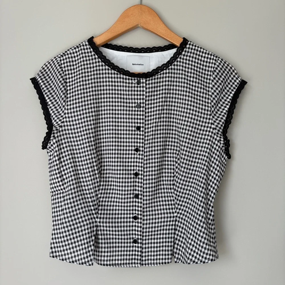 NEW Reformation Valetta Two Piece Matching Skirt Set Remy Check Gingham | US 4 - Picture 10 of 15